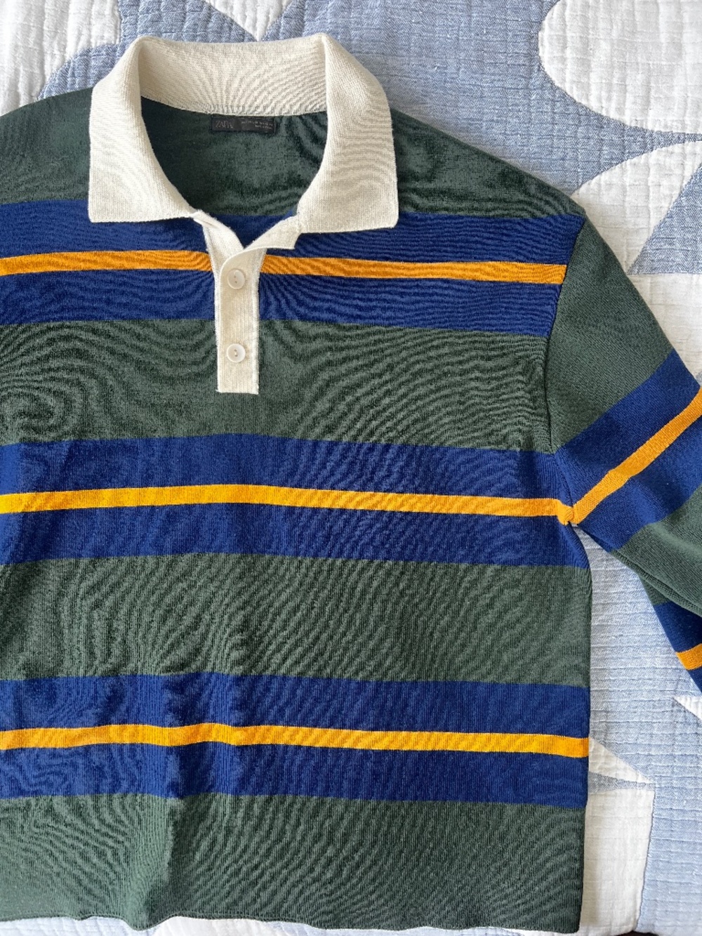 Zara Rugby Polo - Green Blue Yellow - Size L-XL